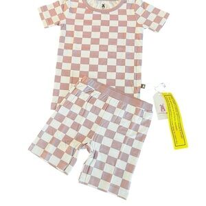 BUMBUNNY Girls  Checkered Pajama Set - Lavender and White Size 3T NWT